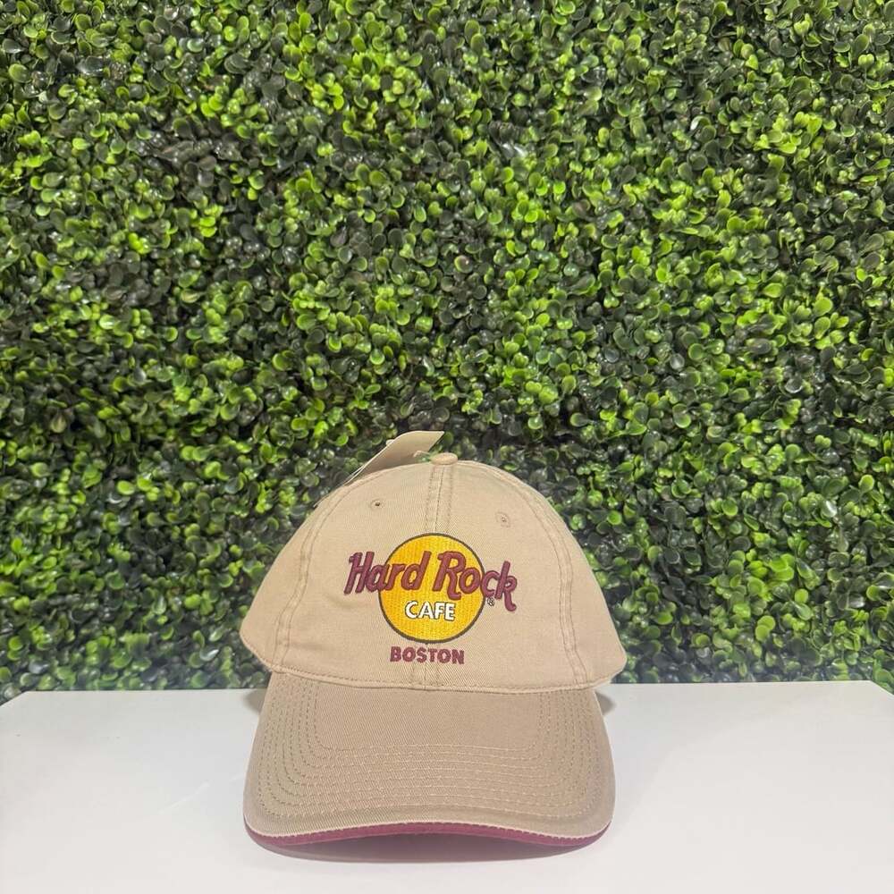 Hard Rock Cafe Boston Baseball Cap Tan Cotton Adjustable